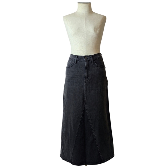 JOE'S The Tulie Skirt Midi Stretch Denim Five Pocket Style A-Line Black 27 NWT - Picture 3 of 16